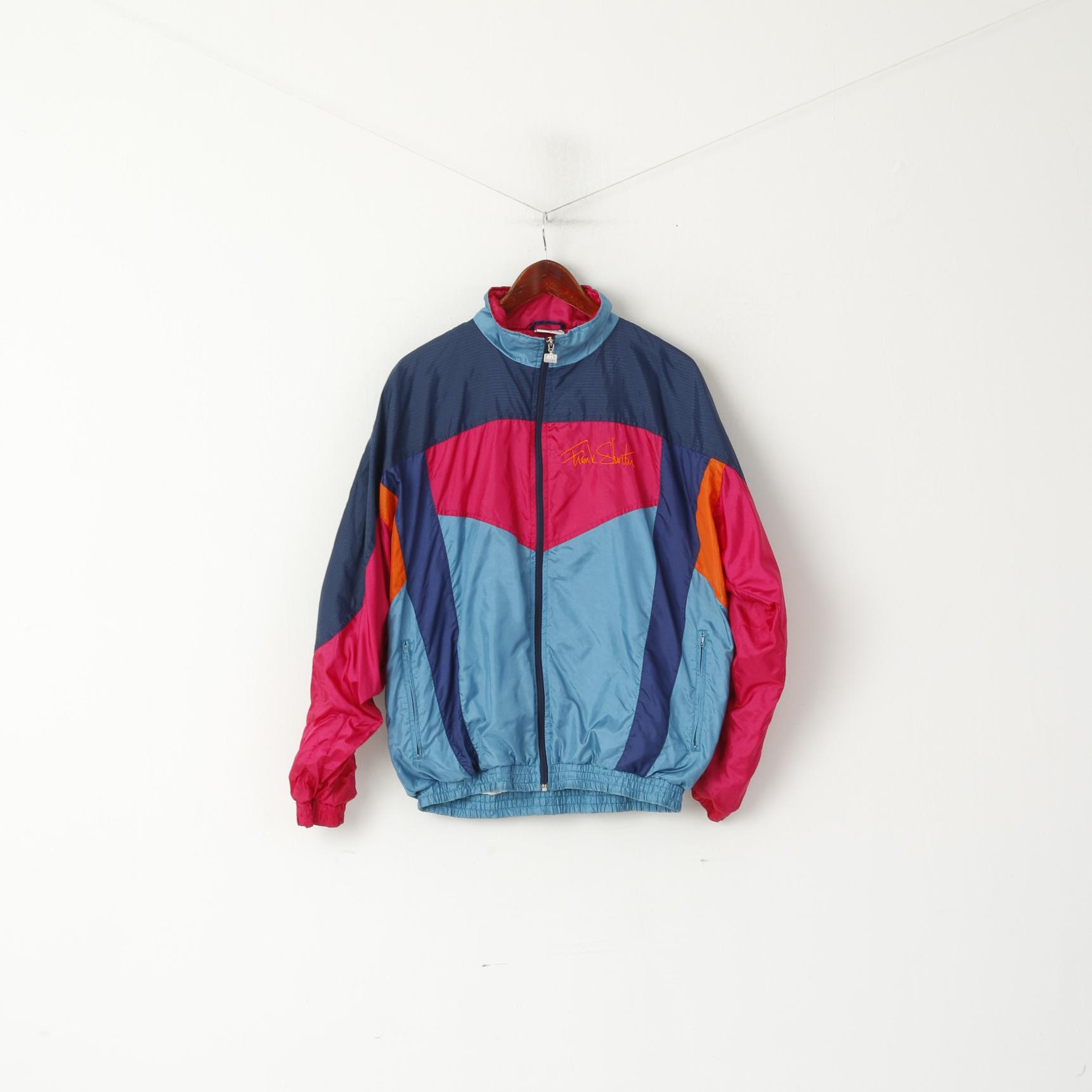 Frank Shorter Giacca da uomo M Multi colore Nylon Impermeabile Abbigliamento sportivo Run Top retrò lucido