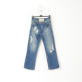Tom Wolfe Jeans Men 30 Trousers Blue Denim Jeans Ripped Cotton Straight Pants