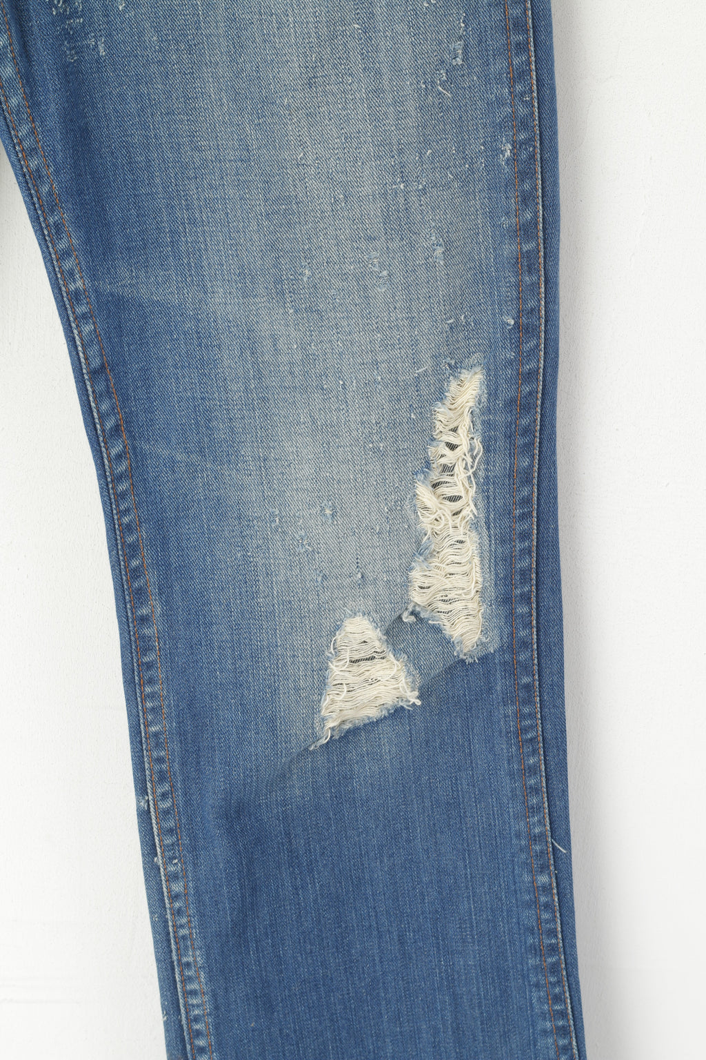 Tom Wolfe Jeans Homme 30 Pantalon Jean Denim Bleu Pantalon Droit En Coton Déchiré