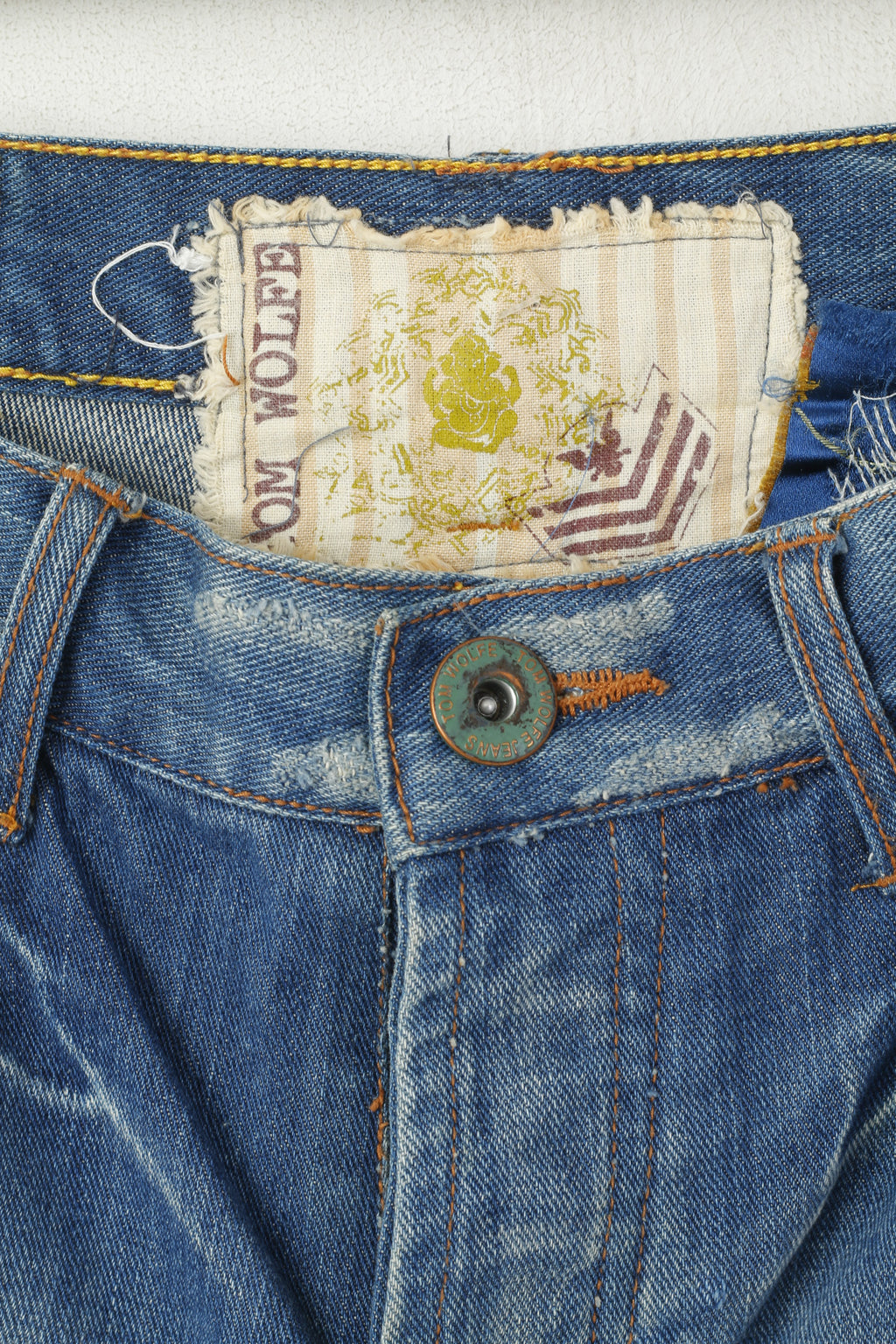 Tom Wolfe Jeans Homme 30 Pantalon Jean Denim Bleu Pantalon Droit En Coton Déchiré