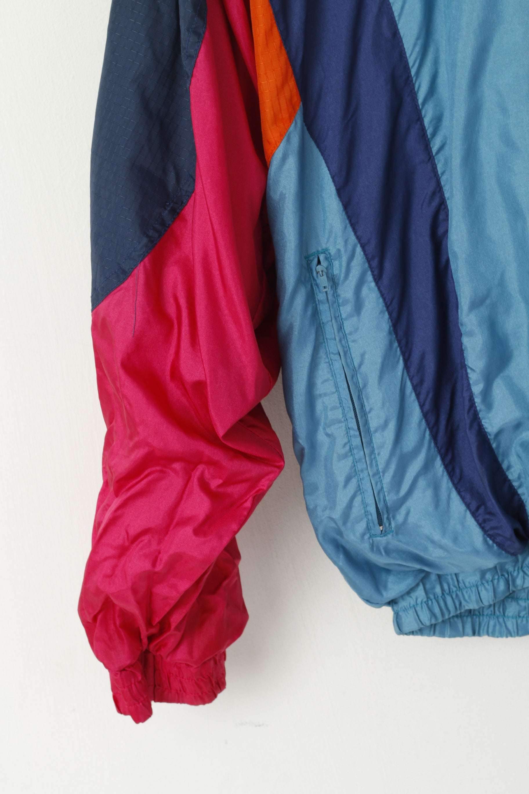 Frank Shorter Giacca da uomo M Multi colore Nylon Impermeabile Abbigliamento sportivo Run Top retrò lucido