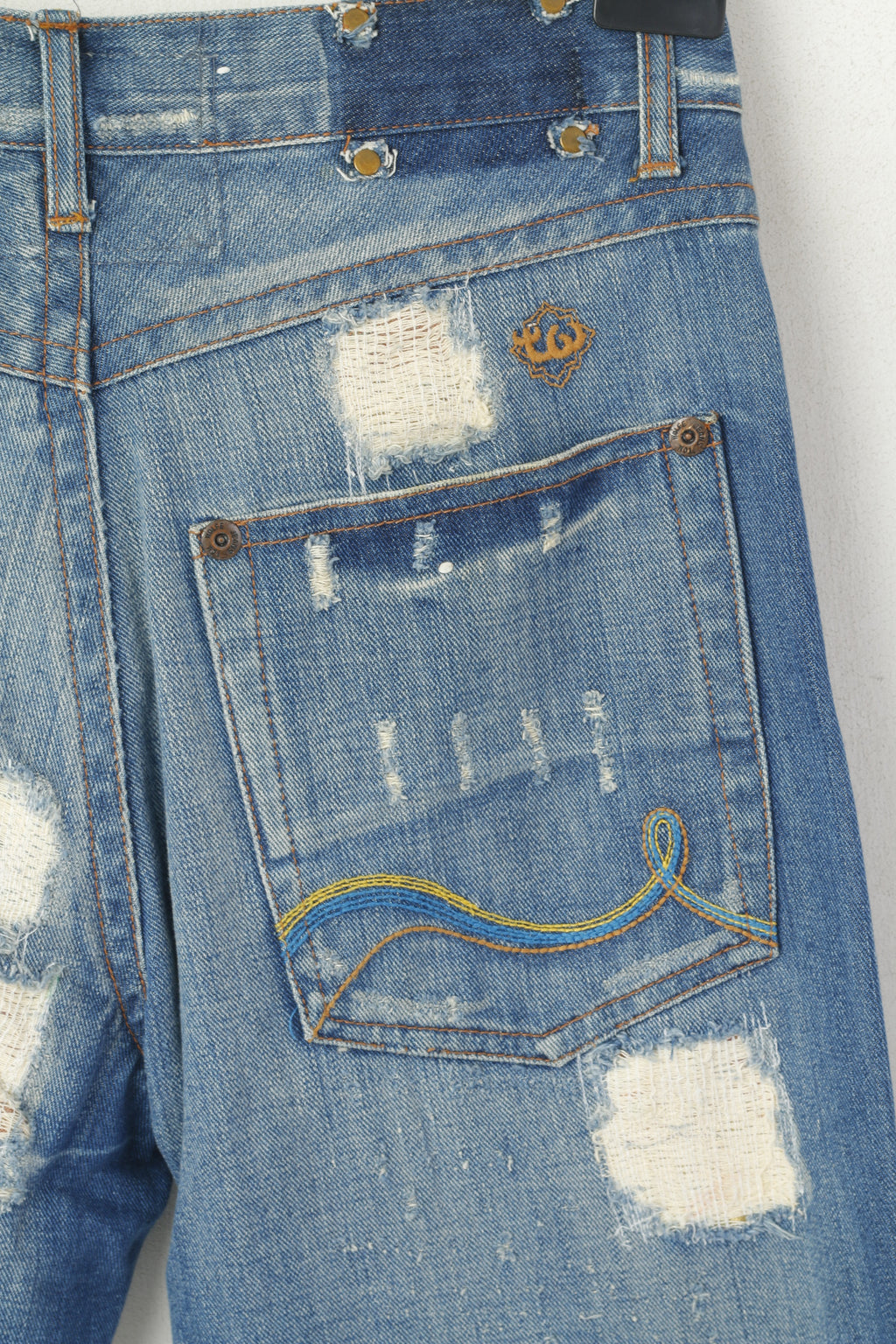 Tom Wolfe Jeans Homme 30 Pantalon Jean Denim Bleu Pantalon Droit En Coton Déchiré