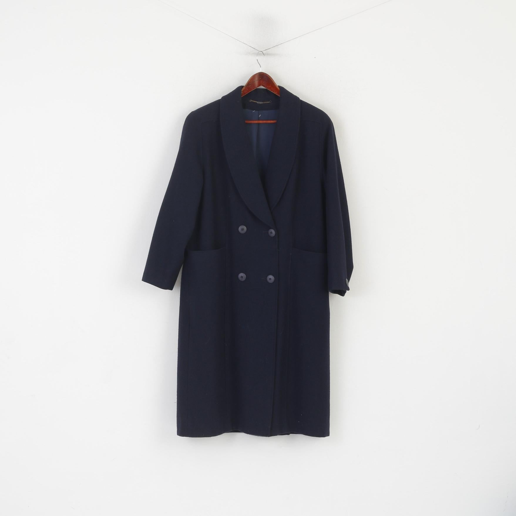 C&amp;A Sixth Sense Femmes 16 XL Manteau Marine Laine Vintage Double Boutonnage Haut Court Ajusté