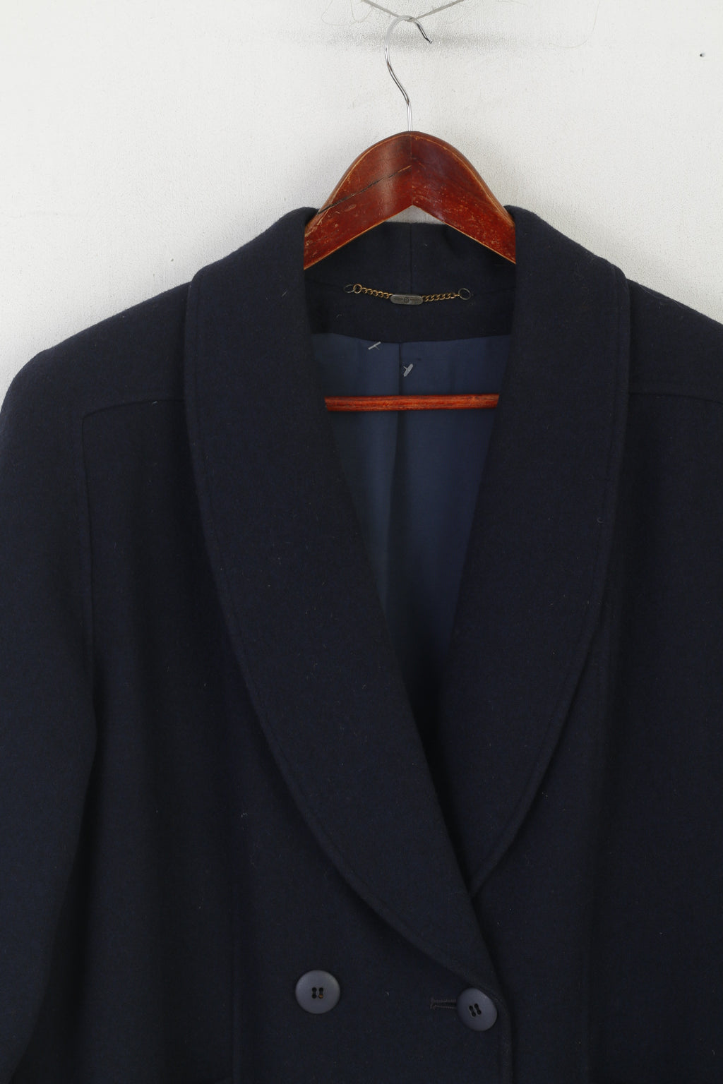 C&amp;A Sixth Sense Femmes 16 XL Manteau Marine Laine Vintage Double Boutonnage Haut Court Ajusté