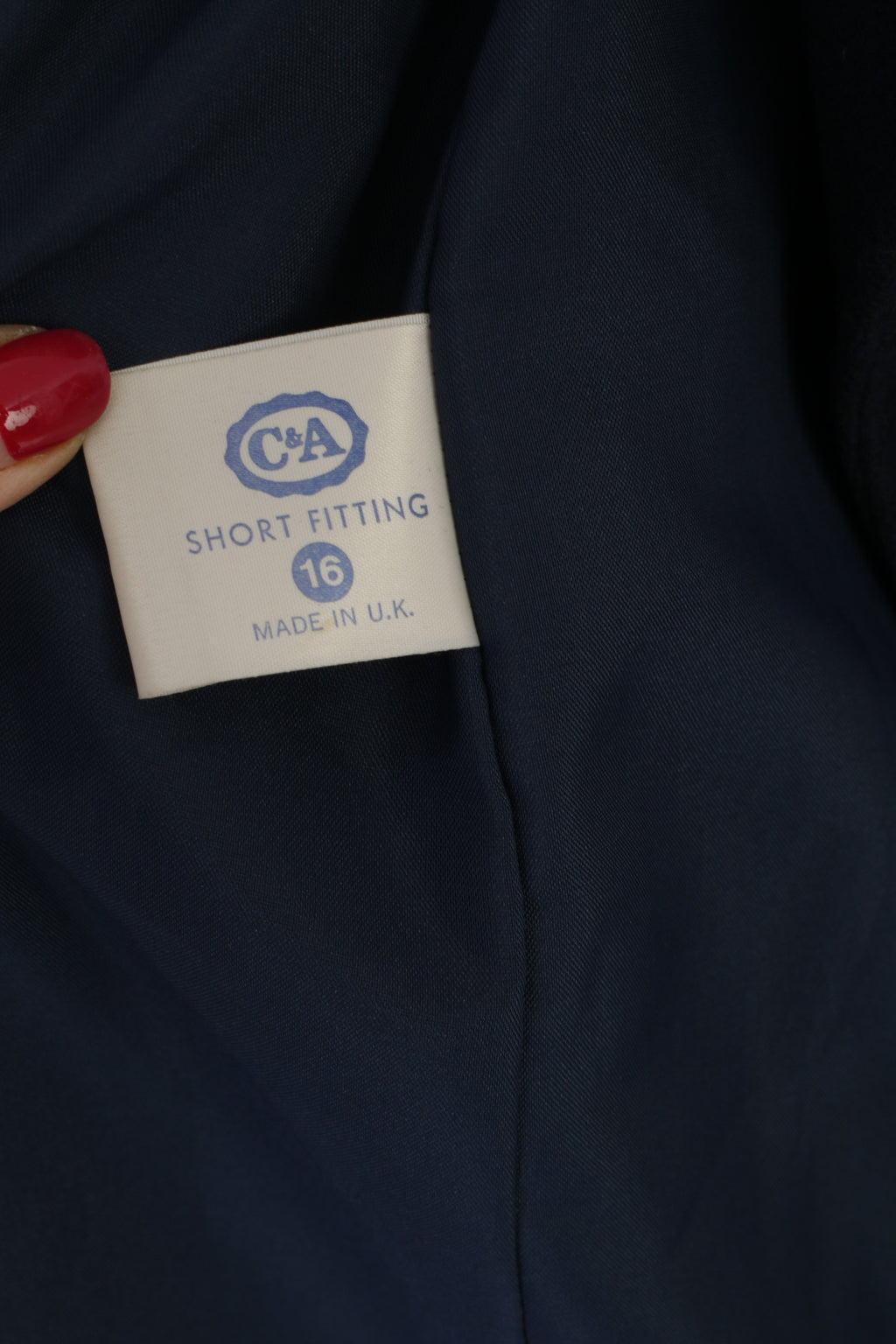 C&amp;A Sixth Sense Femmes 16 XL Manteau Marine Laine Vintage Double Boutonnage Haut Court Ajusté