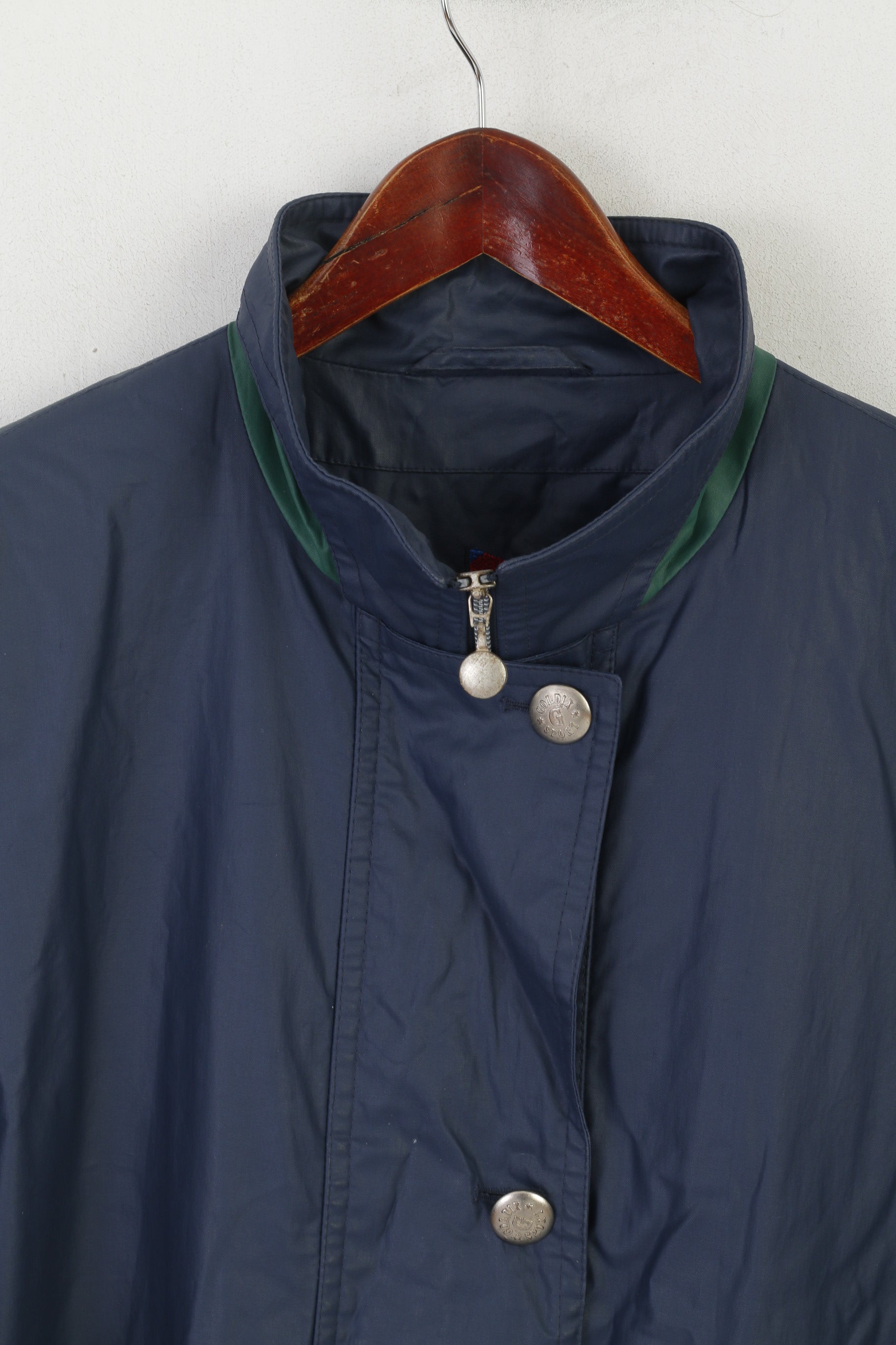 Goldix Surf &amp; Co Femmes 16 42 XL Manteau Marine Coton Épaulettes Vintage Zip Up Top