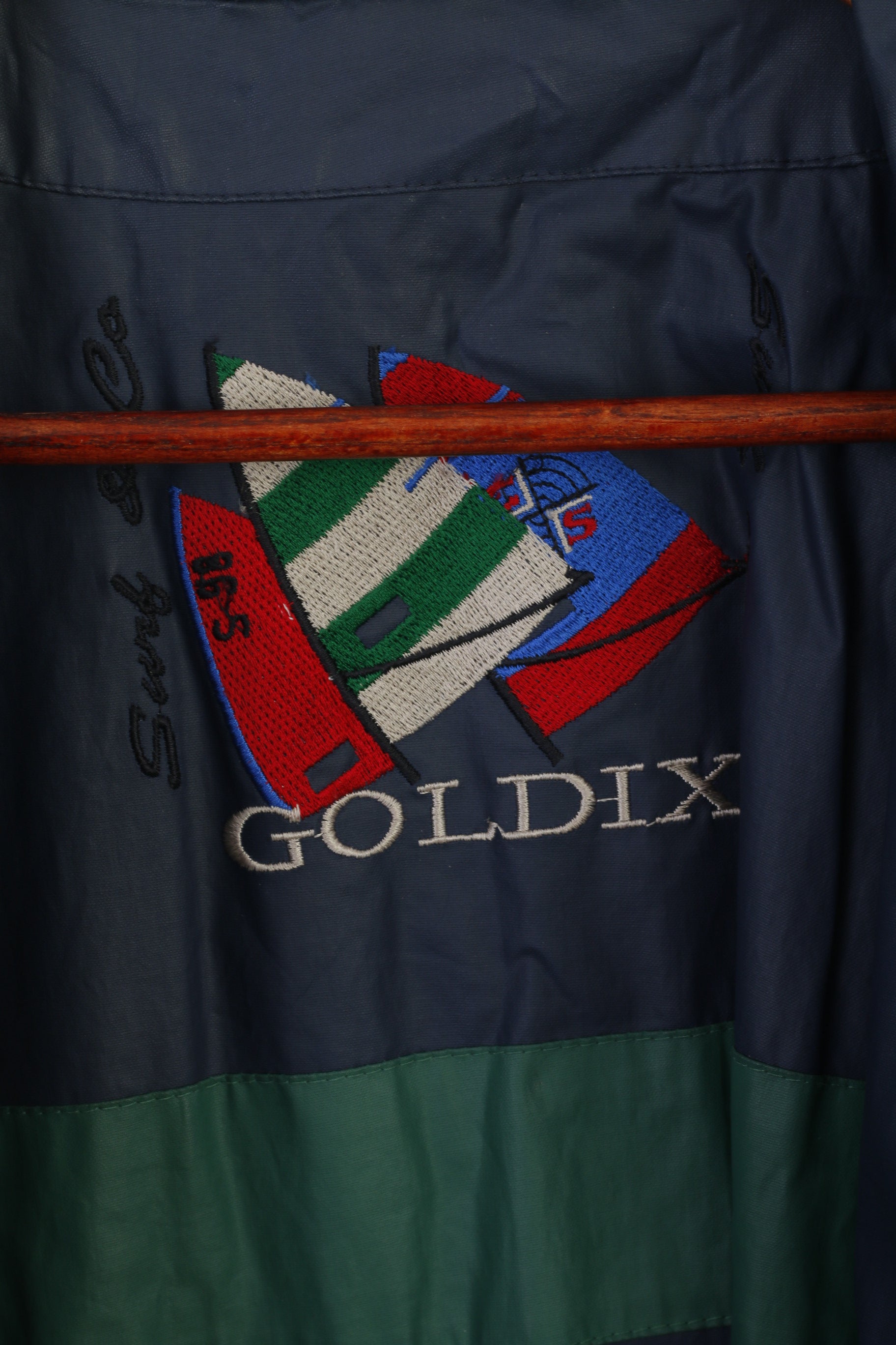 Goldix Surf &amp; Co Femmes 16 42 XL Manteau Marine Coton Épaulettes Vintage Zip Up Top