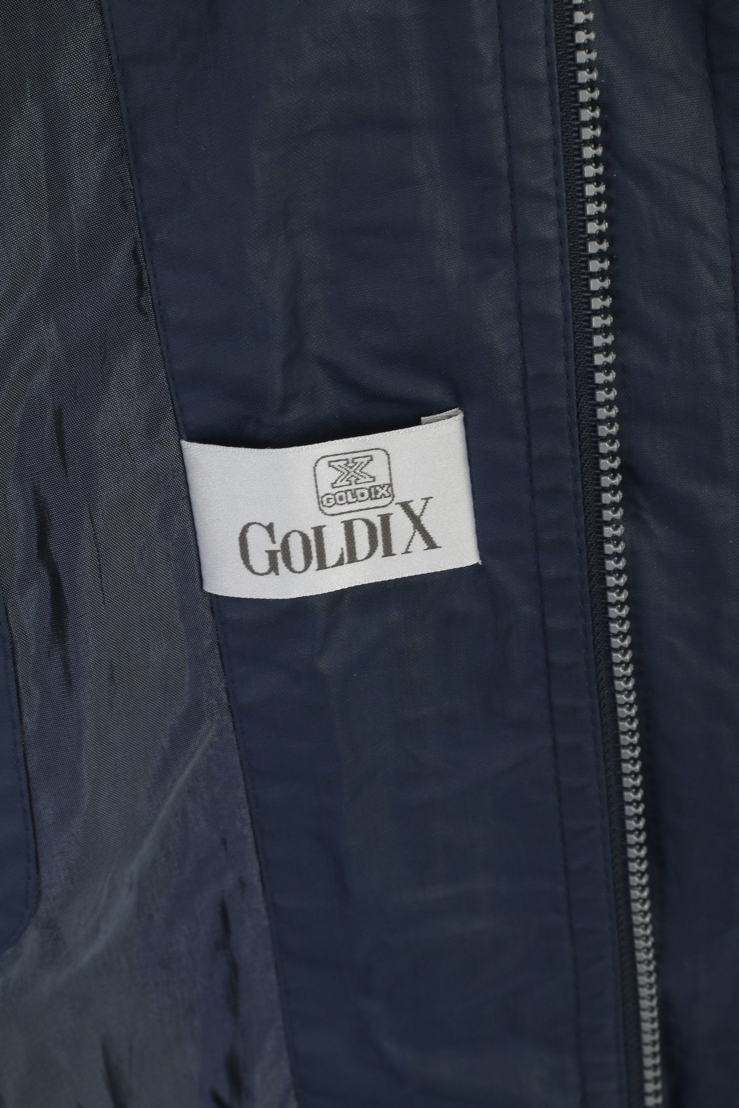 Goldix Surf & Co Women 16 42 XL Coat Navy Cotton Shoulder Pads Vintage Zip Up Top