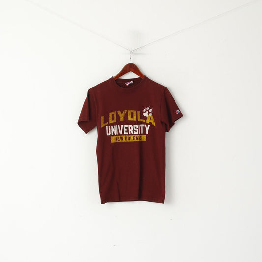 Champion Men S Shirt Maroon Cotton Loyola University New Orleans Graphic Sport Top