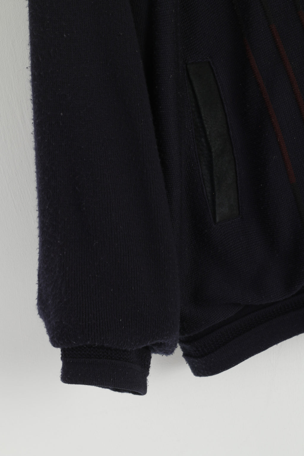 Canada C&amp;A Hommes XL Bouton Avant Cardigan Marine Acrylique Tricot Épaulettes Pull