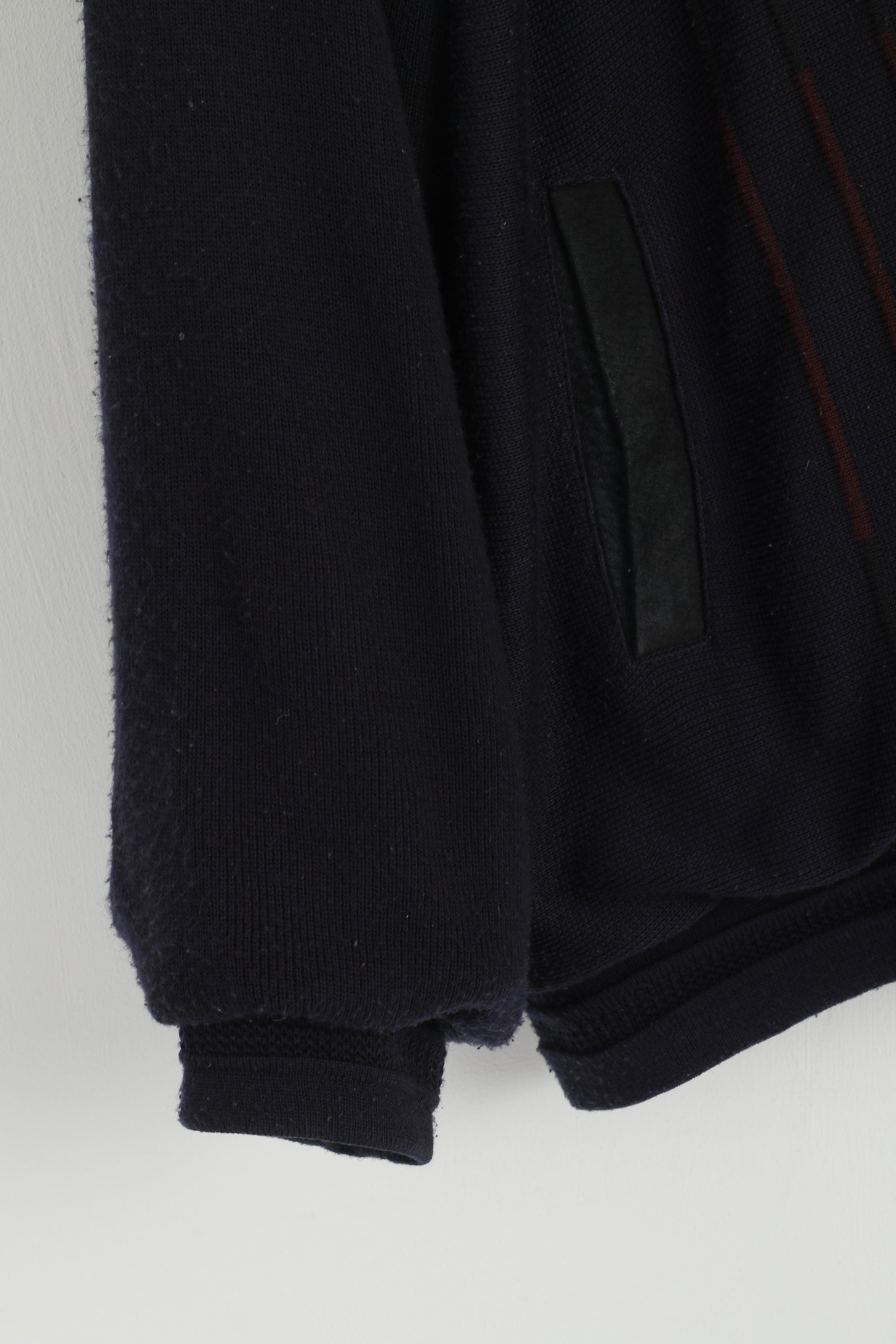 Canada C&amp;A Hommes XL Bouton Avant Cardigan Marine Acrylique Tricot Épaulettes Pull