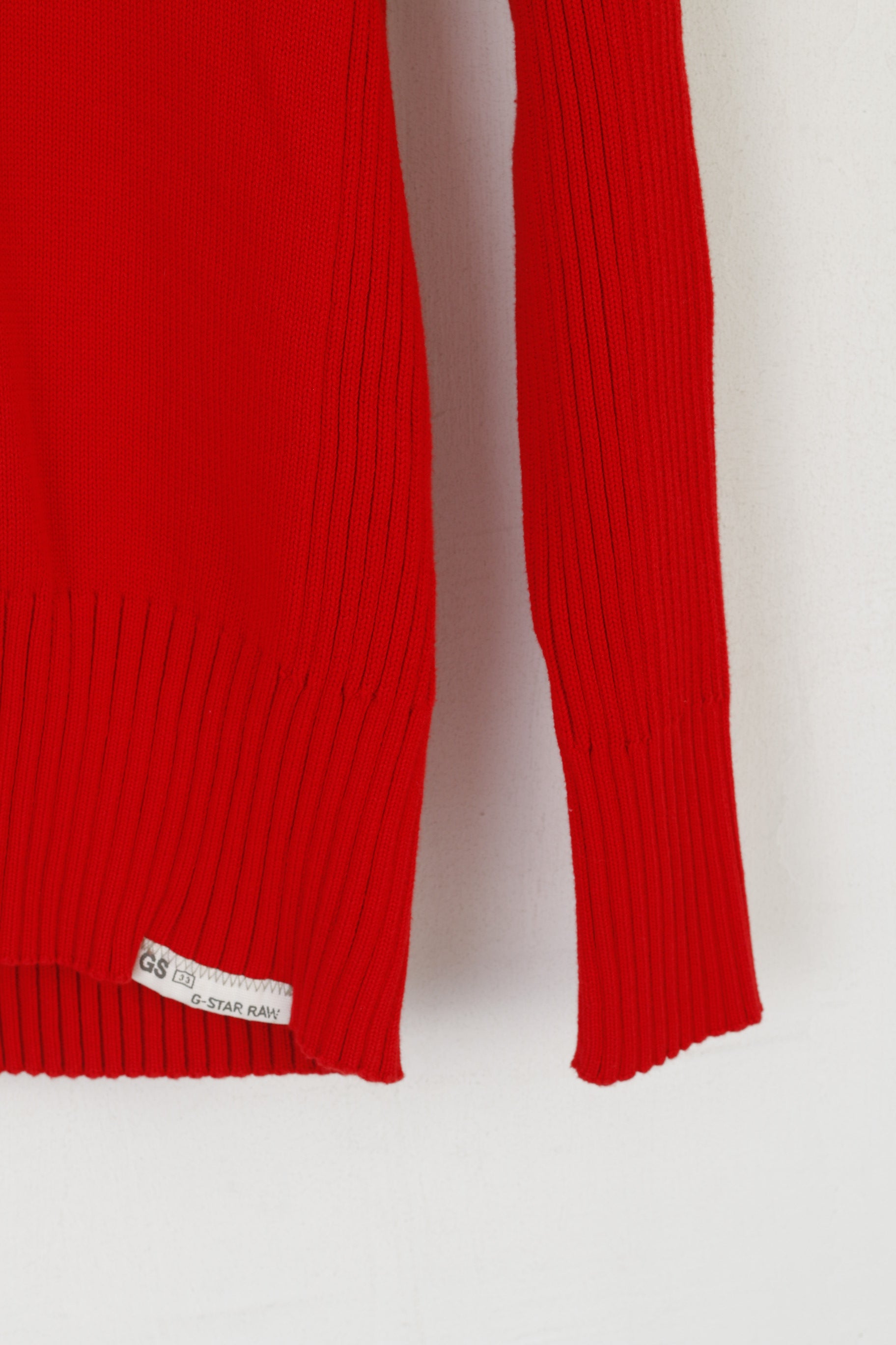 G-Star Raw Men L (M) Pull Rouge Coton Stretch Ras du Cou Classique Logo Pull