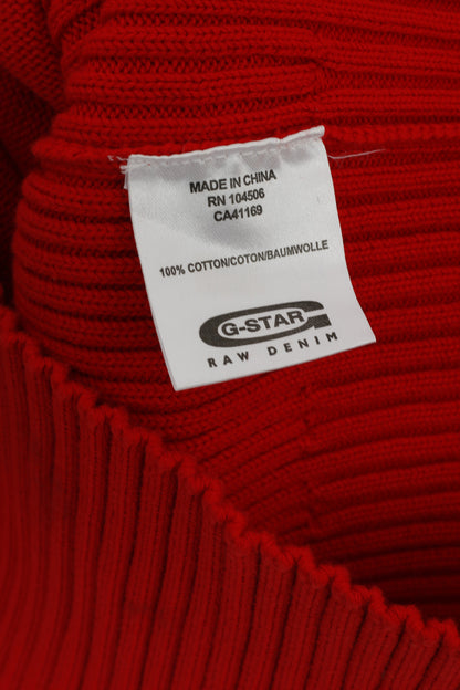 Maglione G-Star Raw Men L (M) Maglione rosso in cotone elasticizzato girocollo con logo classico