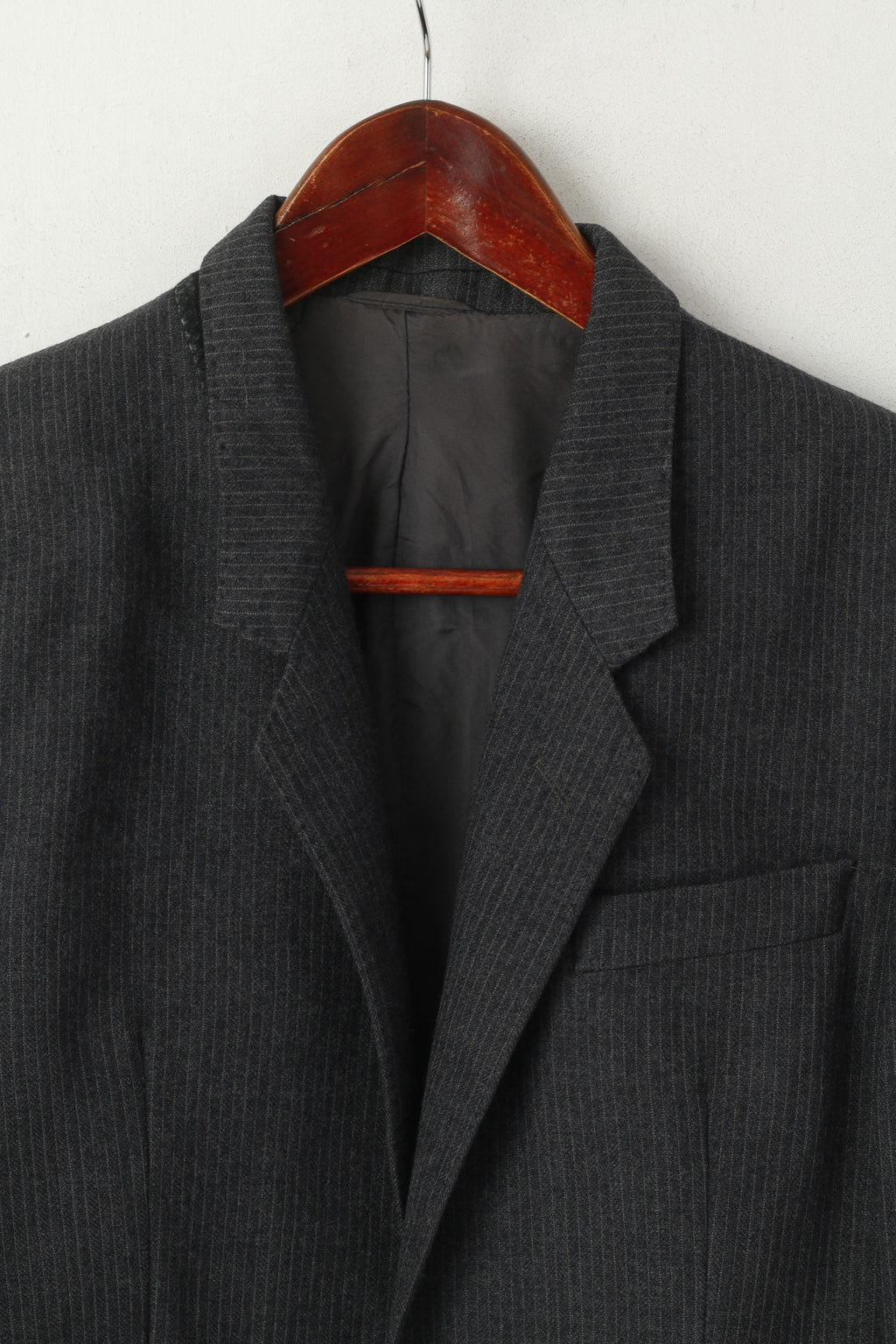 Dino Valente Uomo 36 XS Blazer Giacca monopetto in lana a righe grigie