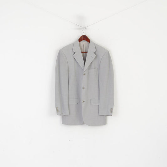Berto Lucci Milano Men 48 38 Blazer Grey Vintage Shiny Single Breasted Shoulder Pads Jacket