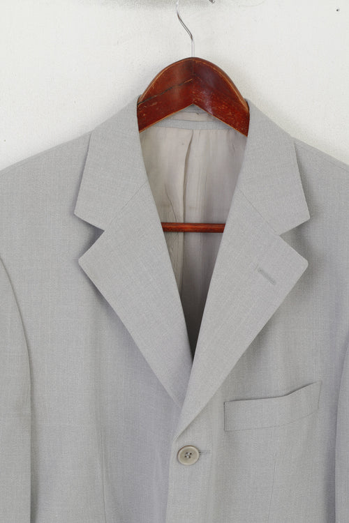 Berto Lucci Milano Hommes 48 38 Blazer Gris Vintage Brillant Simple Boutonnage Épaulettes Veste
