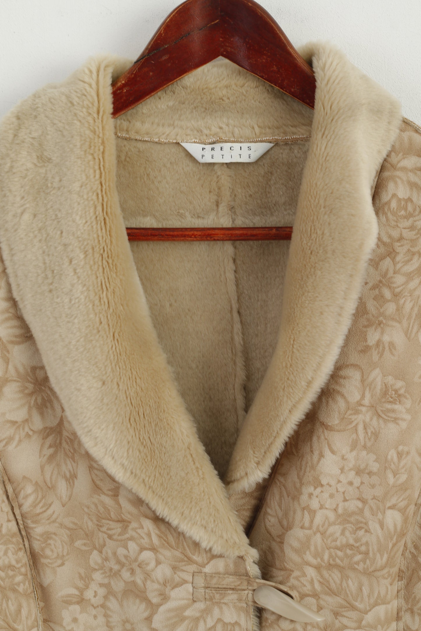 Precis Petite Women 12 38 M Waistcoat Beige Duffle Soft Floral Print Vest Boho Top