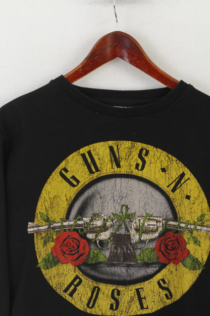 Felpa Cedar Wood State Guns N' Roses Donna L Top in cotone nero con grafica