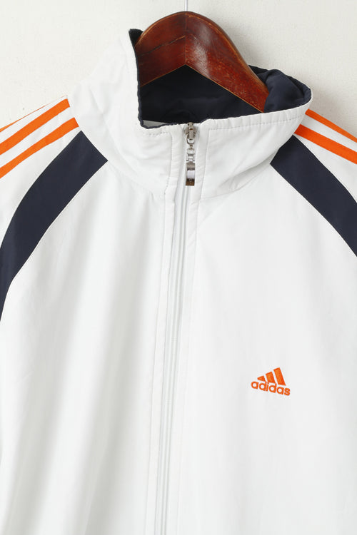 Adidas Women XL Jacket White Course Fighting Sport Full Zipper Activewear Top