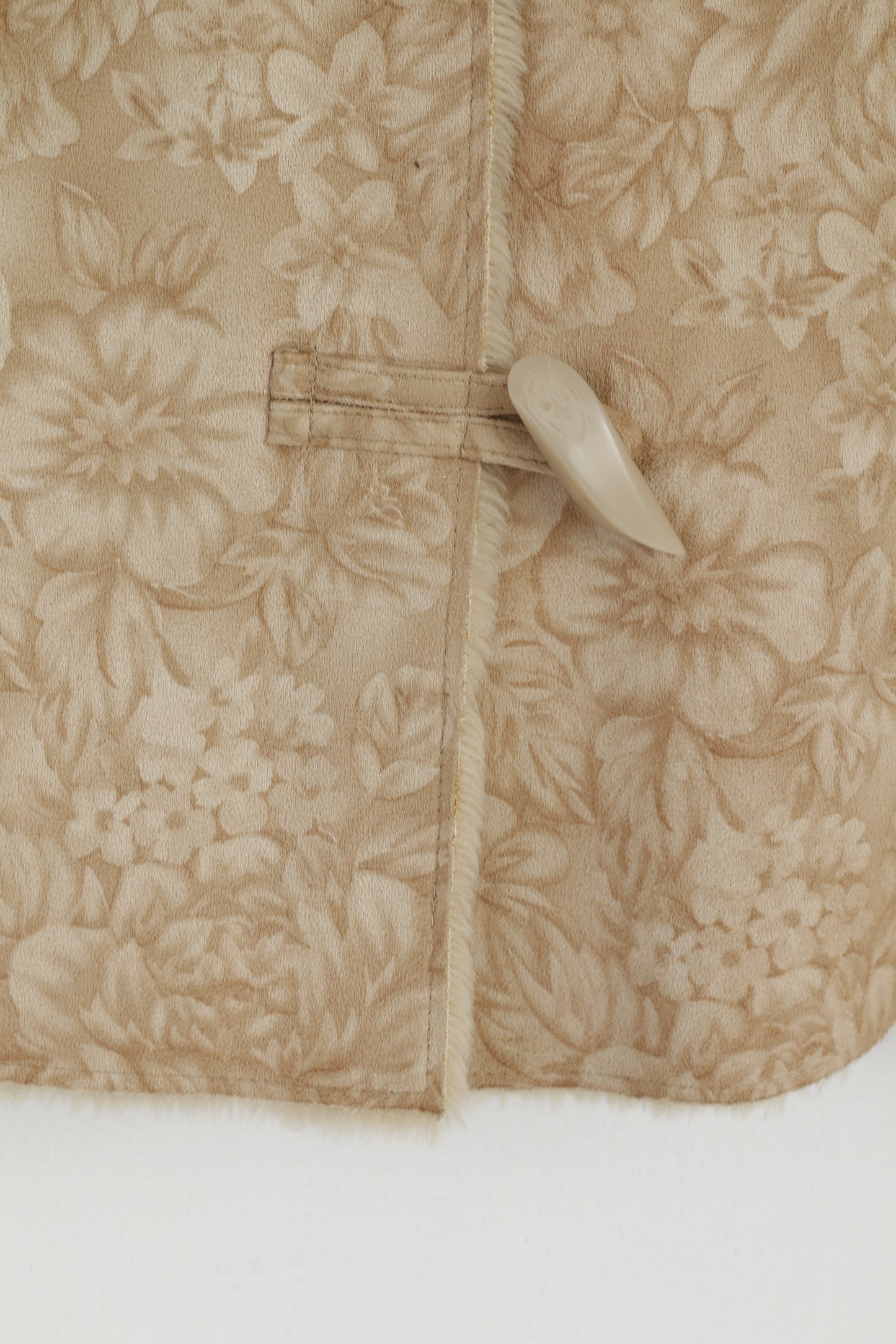 Precis Petite Women 12 38 M Waistcoat Beige Duffle Soft Floral Print Vest Boho Top