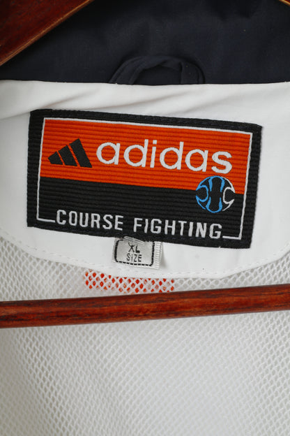 Adidas Women XL Jacket White Course Fighting Sport Full Zipper Activewear Top