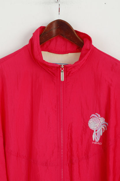 Head Women 44 XL Jacket Pink Vintage 80s Nylon Bomber Festival Waterproof Top