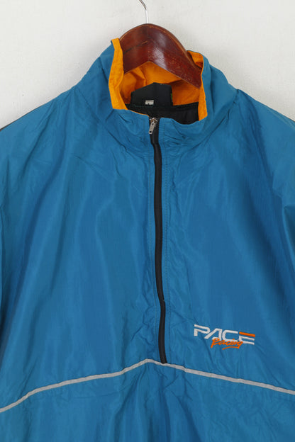 Pace Racing Men L Cycling Jacket Green Vintage Reflective Lightweight Zip NeckTop