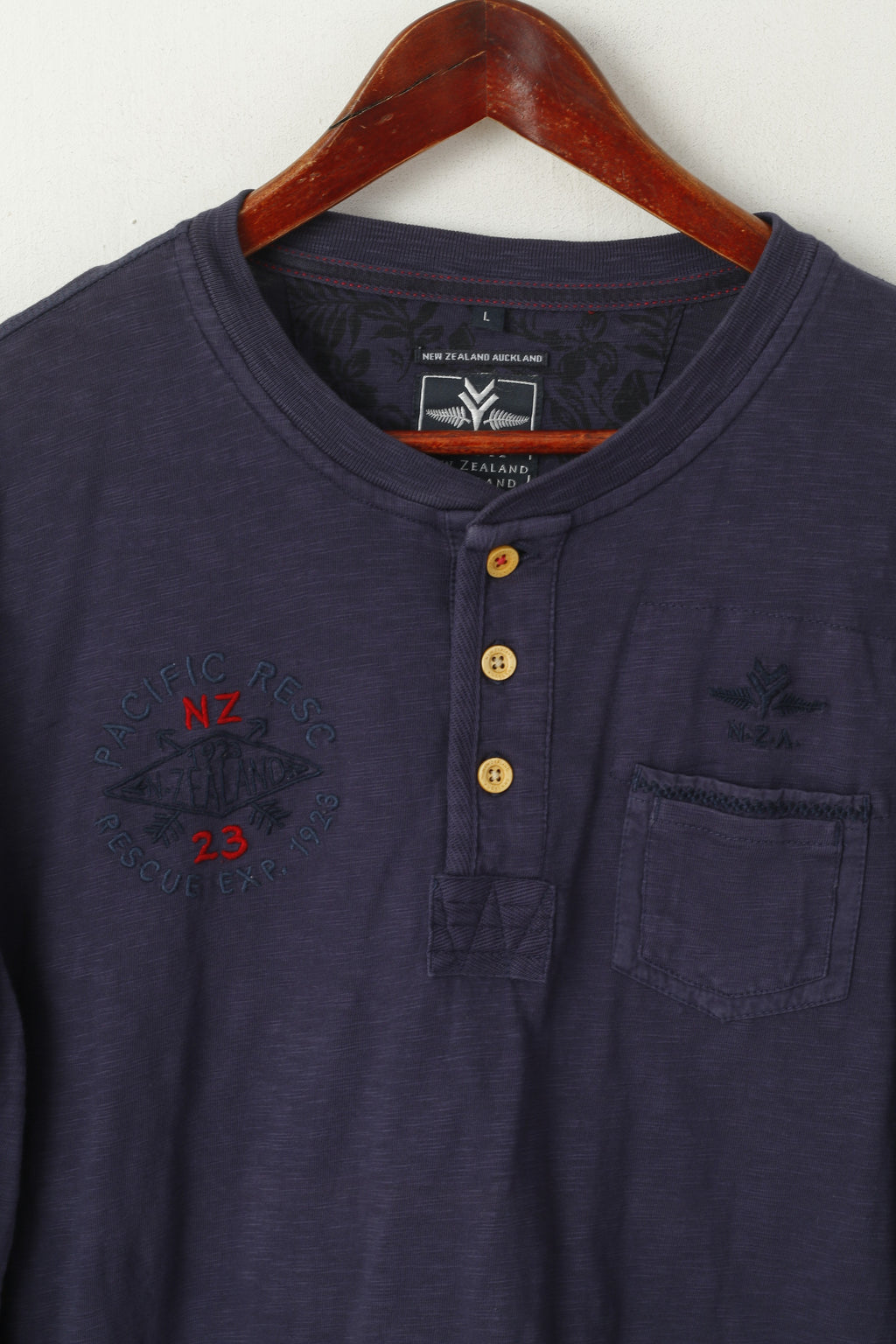 Nouvelle-zélande Auckland hommes L chemise marine pacifique sauvetage coton haut à manches longues