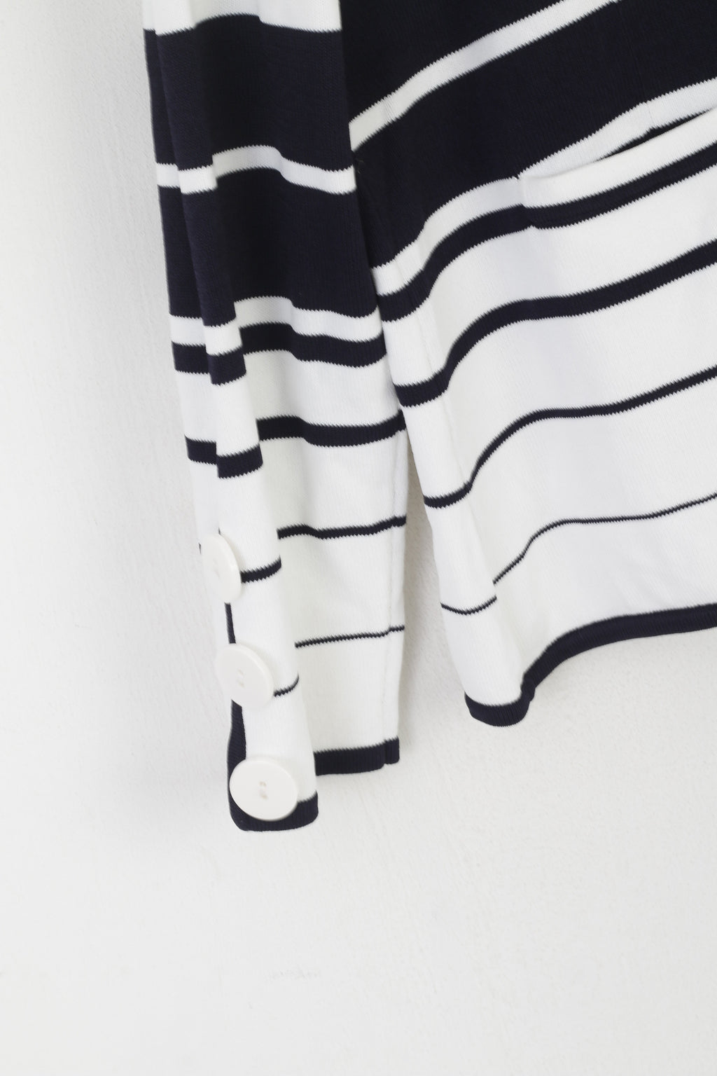 Peter Hahn Femmes 14 40 Cardigan Marine Blanc Rayé Viscose Marine Pull