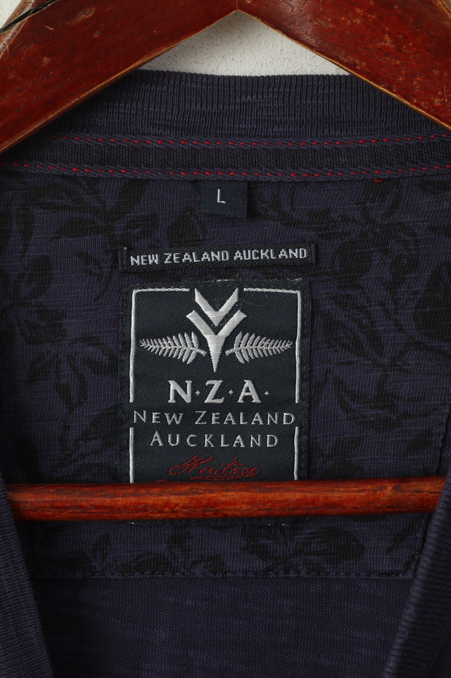 New Zealand Auckland Men L Shirt Navy Pacific Rescue Cotton Long Sleeve Top