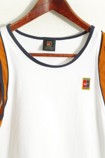 Nike Women M 8-10 Sleeveless Shirt White Vintage Dri-Fit Cotton Sport Tank Top
