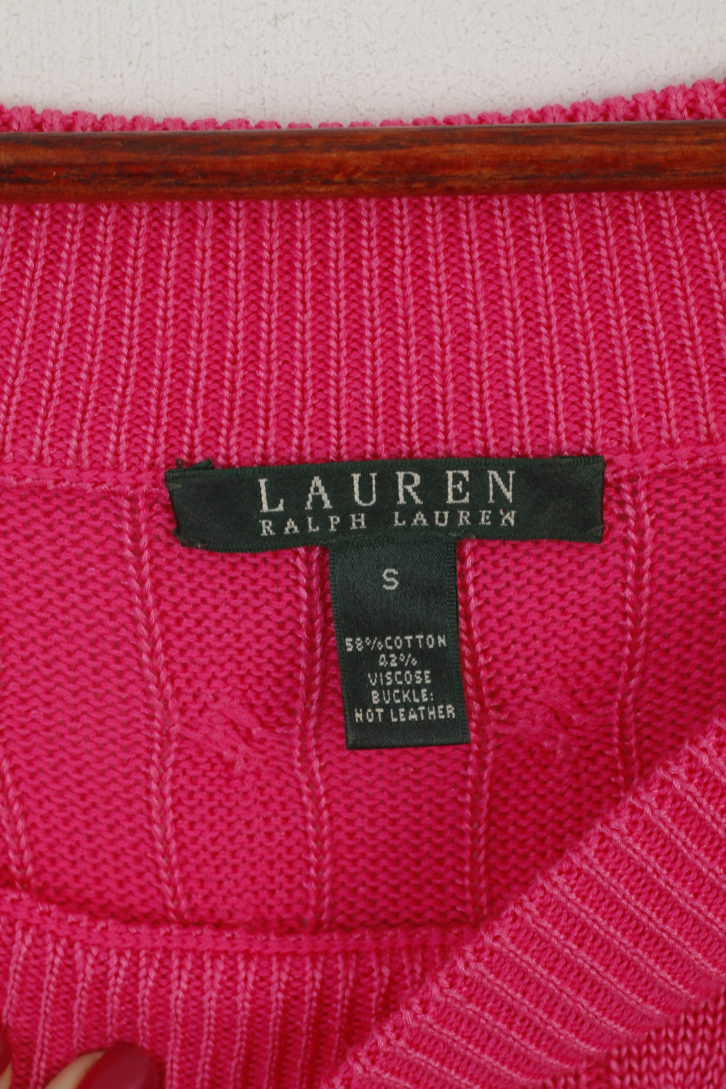 Lauren Ralph Lauren Women S Jumper Pink Cotton Cable Knit Sweet Sweater
