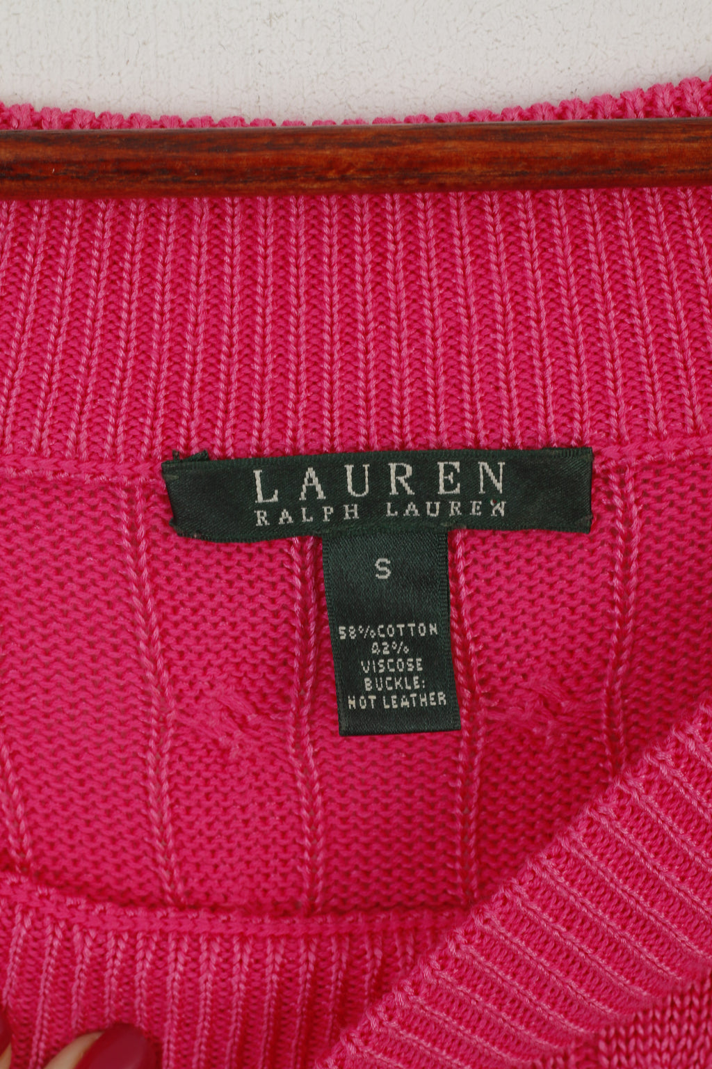 Lauren Ralph Lauren Maglione da donna Maglione dolce in maglia di cotone rosa a trecce