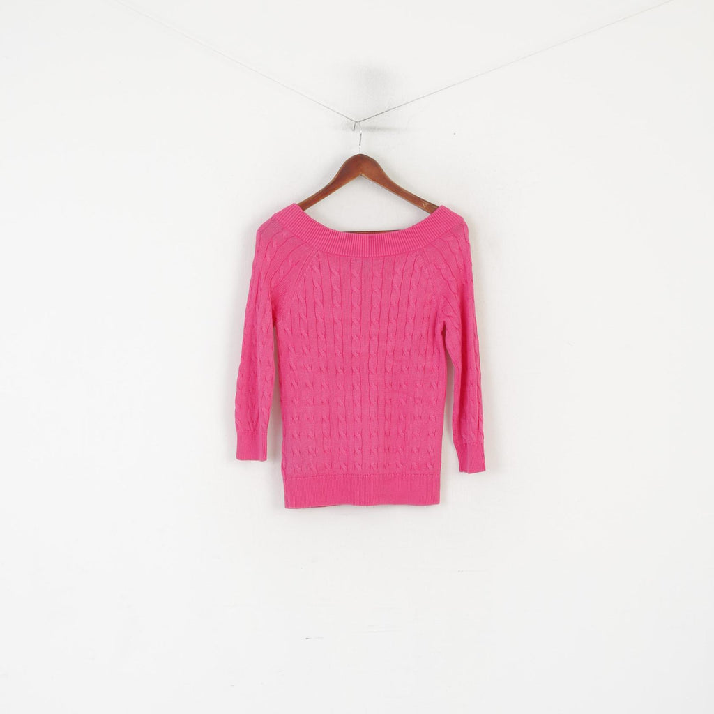 Lauren Ralph Lauren Maglione da donna Maglione dolce in maglia di cotone rosa a trecce