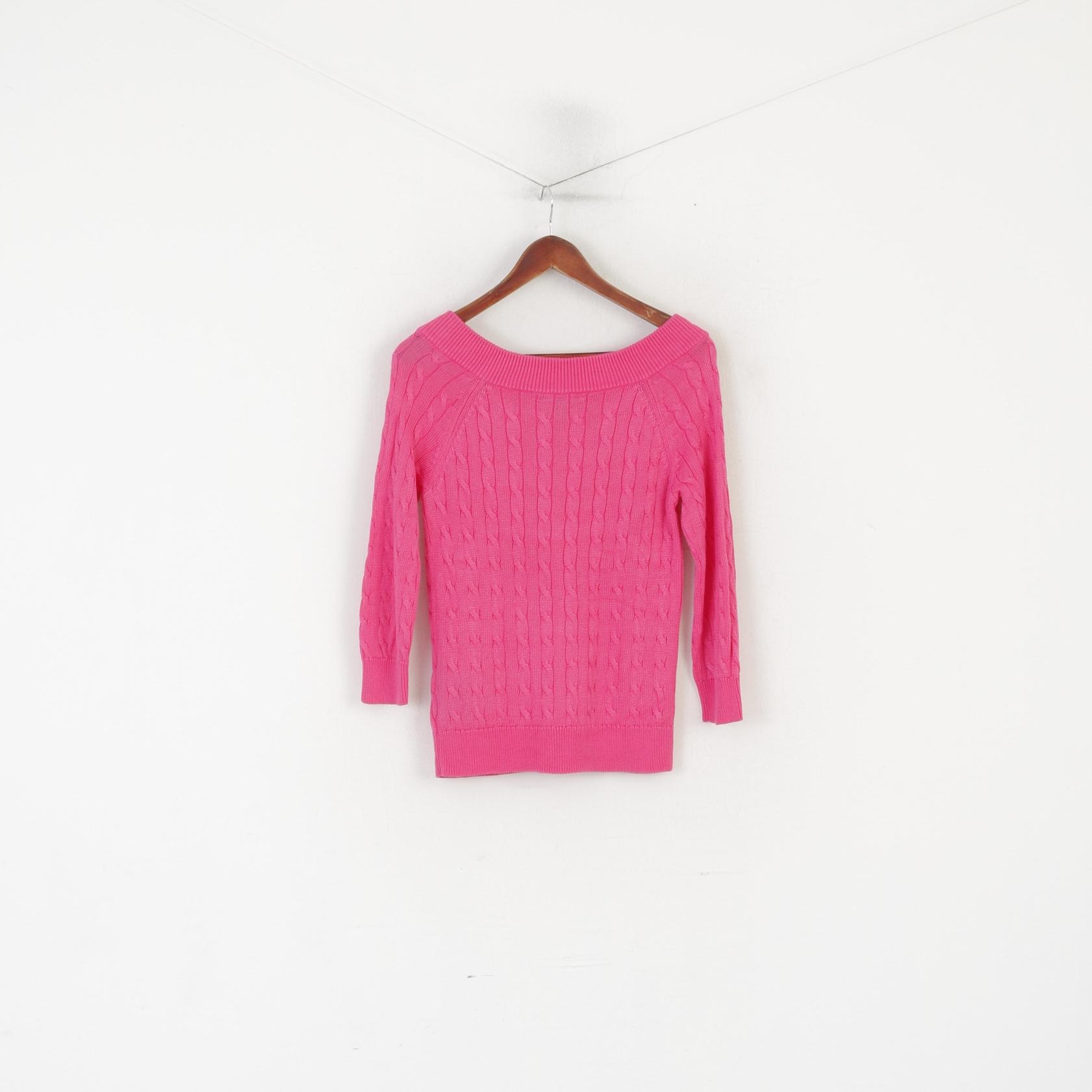 Lauren Ralph Lauren Maglione da donna Maglione dolce in maglia di cotone rosa a trecce
