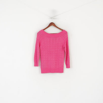 Lauren Ralph Lauren Pull doux en tricot torsadé en coton rose pour femme