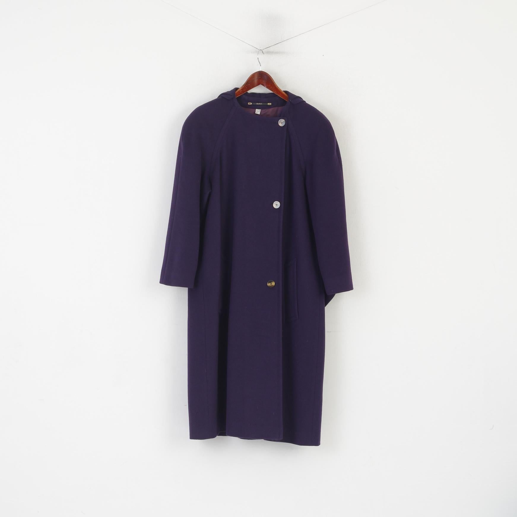 Pierrette B Women S 8 12 Coat Purple Wool Cashmere Vintage Shawl Shoulder Pads