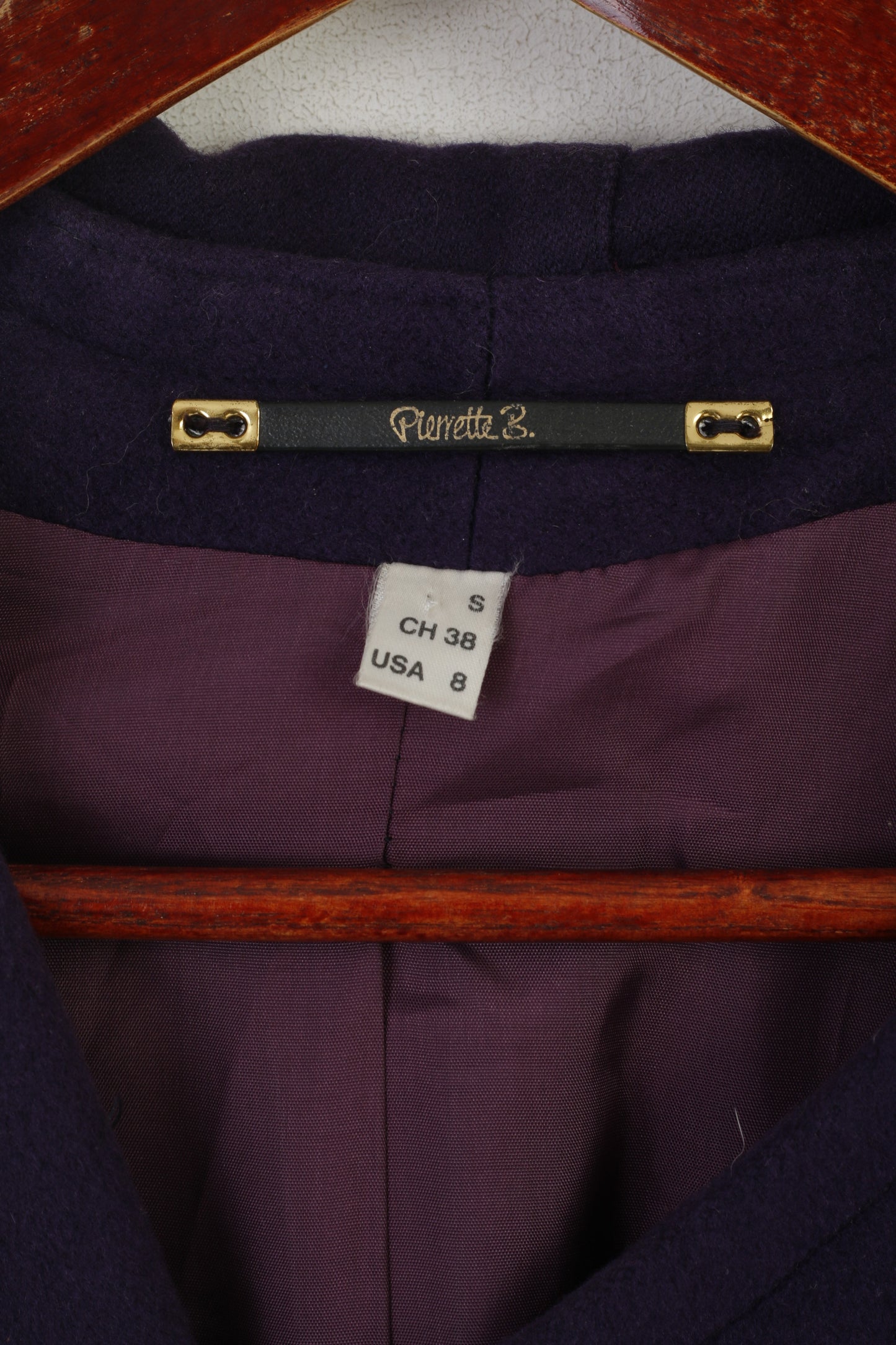 Pierrette B Women S 8 12 Coat Purple Wool Cashmere Vintage Shawl Shoulder Pads