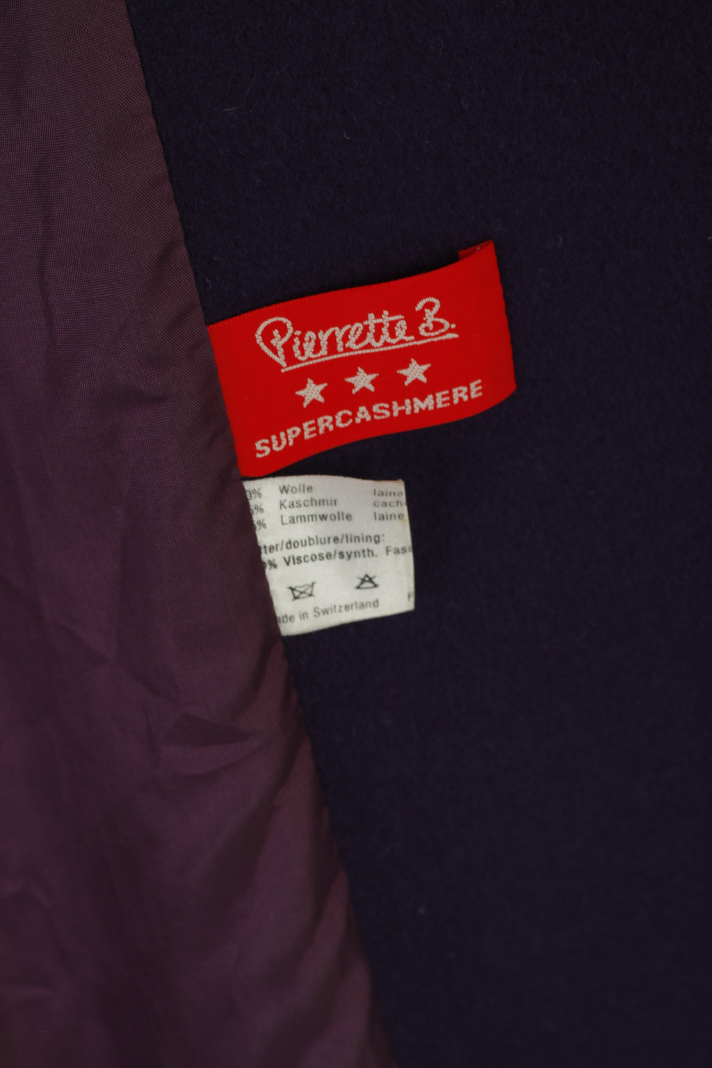 Pierrette B Women S 8 12 Coat Purple Wool Cashmere Vintage Shawl Shoulder Pads