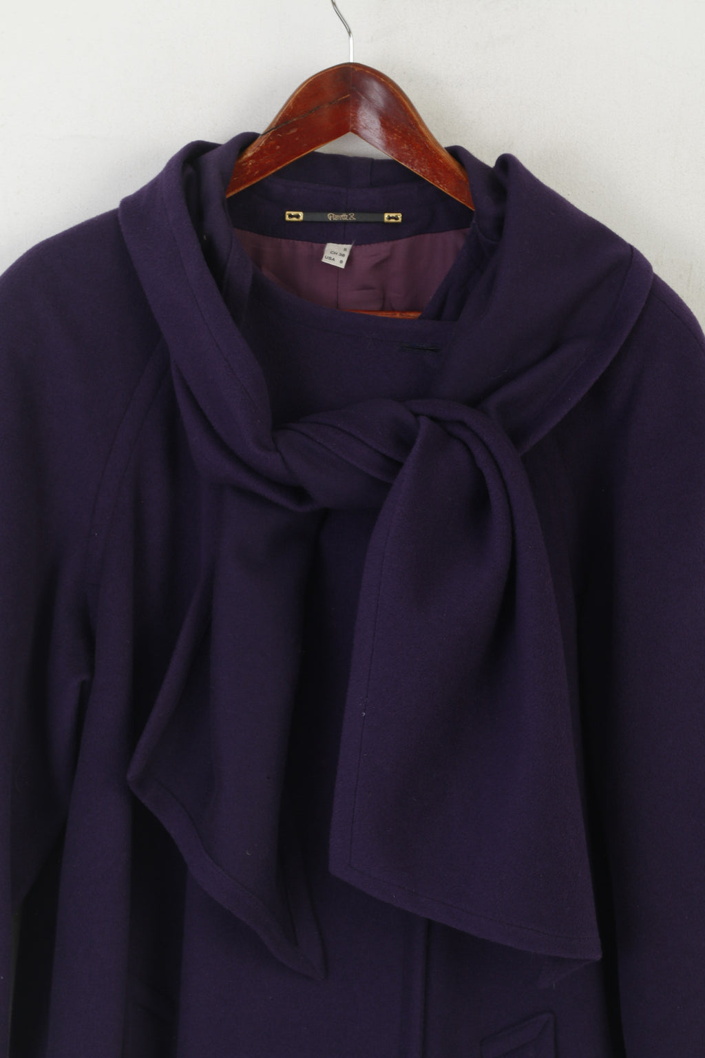 Pierrette B Women S 8 12 Coat Purple Wool Cashmere Vintage Shawl Shoulder Pads