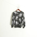 Its Knitwear UK Pull pelucheux à col rond pour femme Gris brillant Blanc Roses