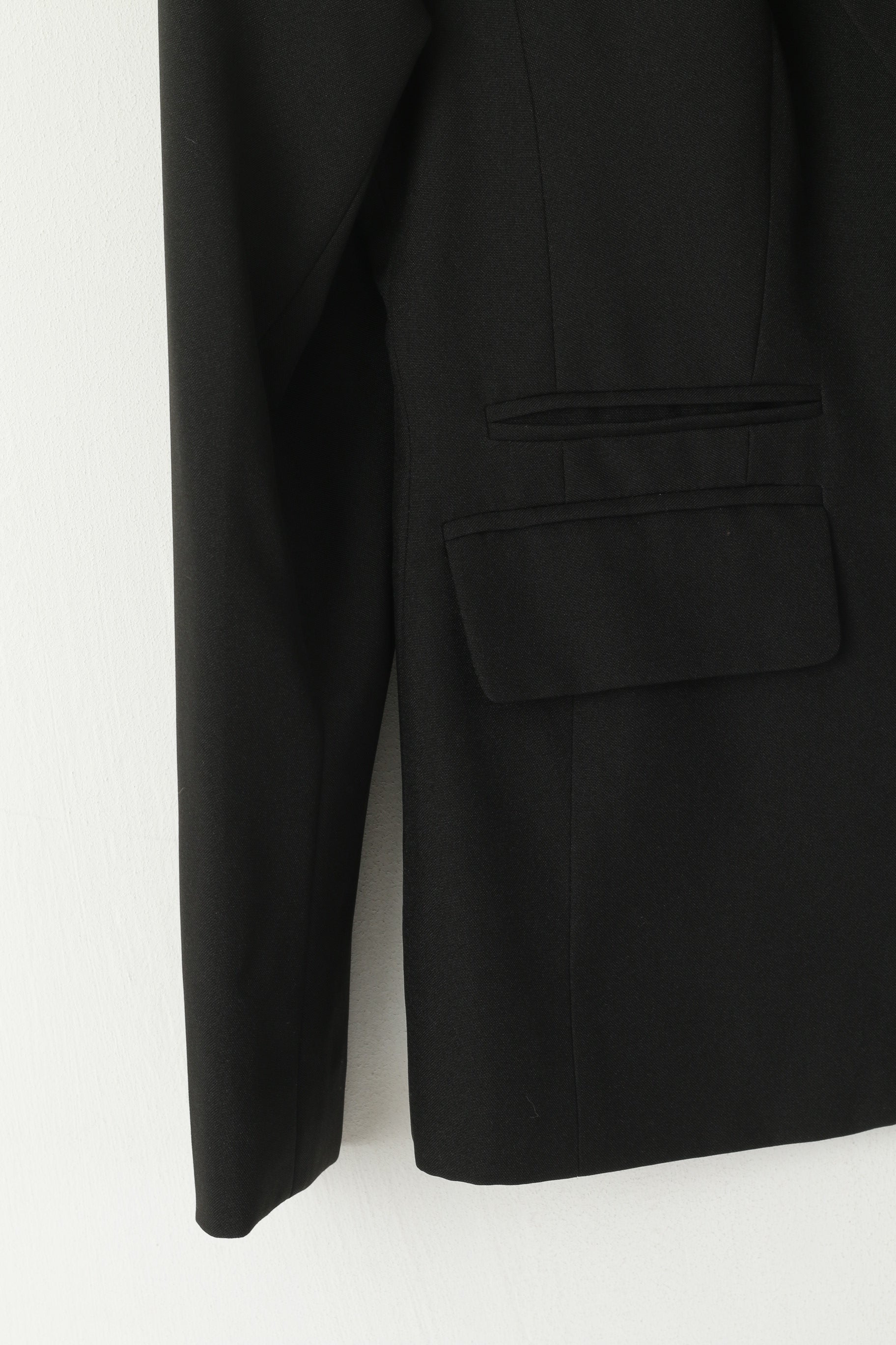 Nuova giacca monopetto Laura Scott da donna 36 10 S Blazer nera lucida