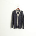 Joe Browns Hommes M Cardigan Bleu Gris Tricoté Acrylique Classique Col V Pull