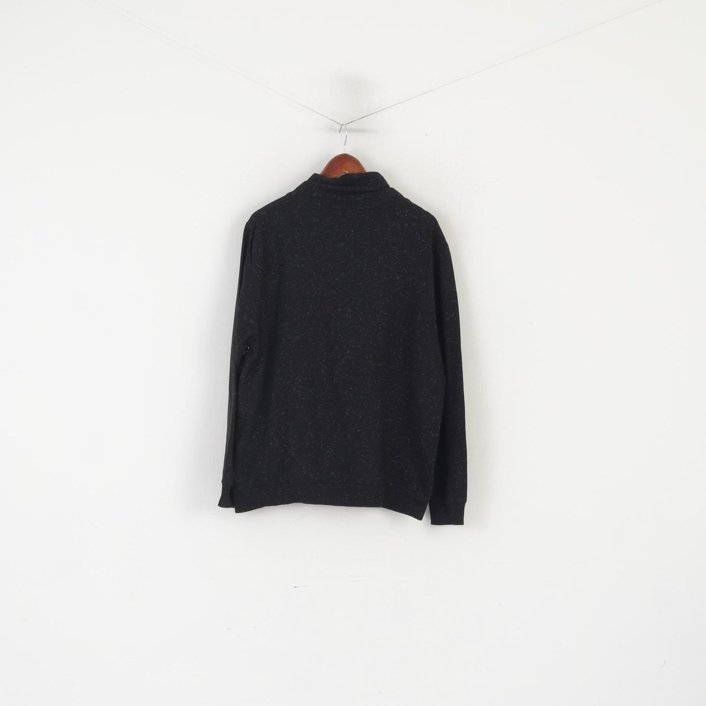 Defacto Men XXL Sweatshirt Black Cotton Slim Fit Stand Up Collar Sport Top