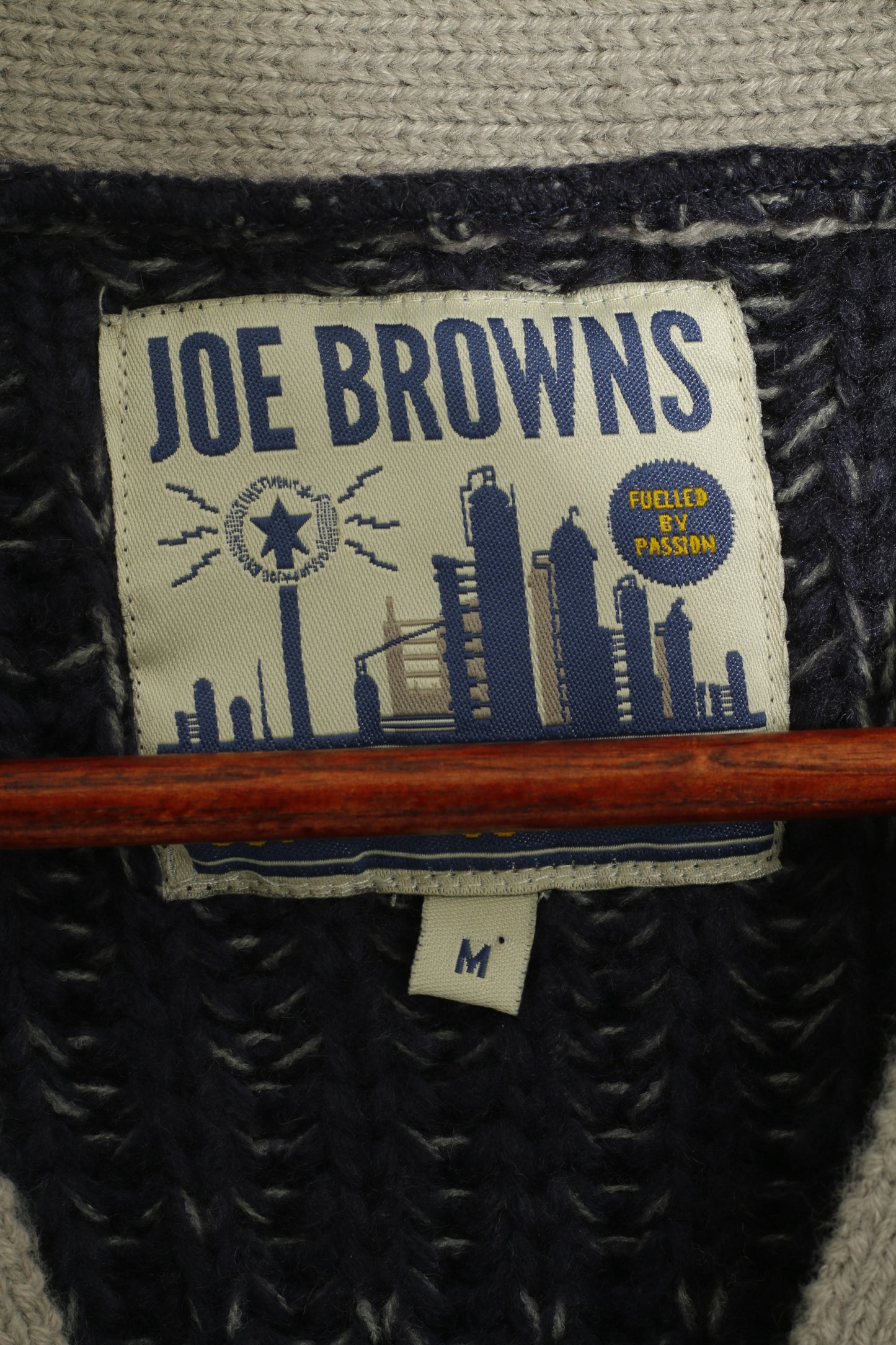 Joe Browns Men M Cardigan Blue Gray Knitted Acrylic Classic V Neck Sweater
