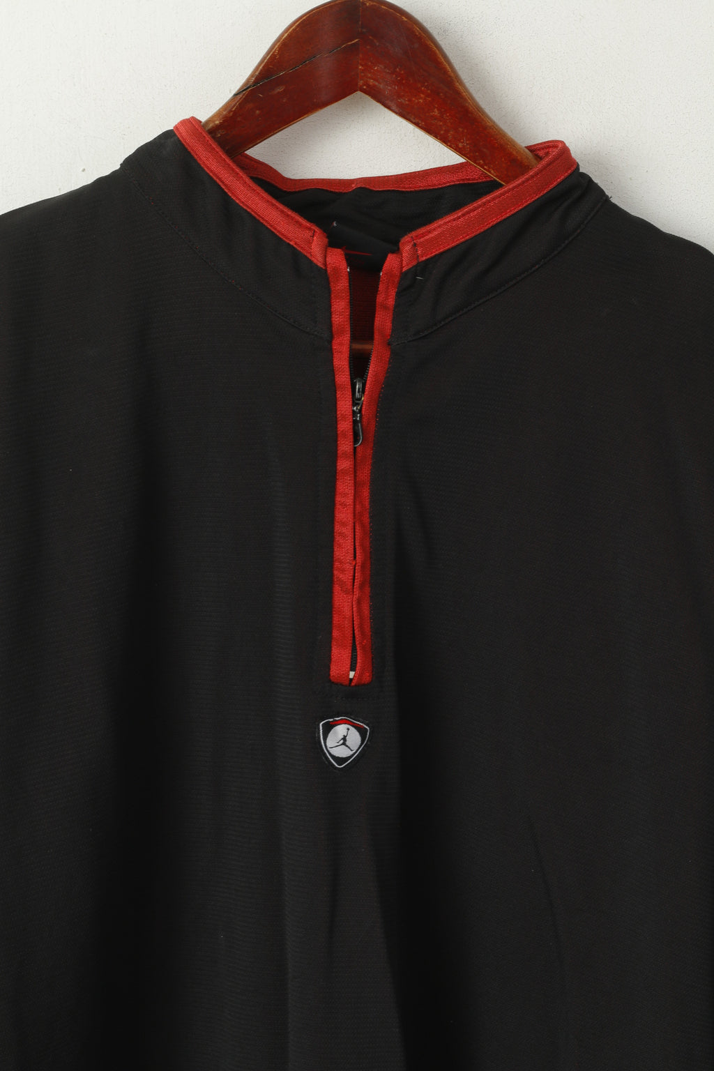 Nike Jordan Uomo M Felpa Nero Lucido Nylon NBA Zip Collo Activewear Top