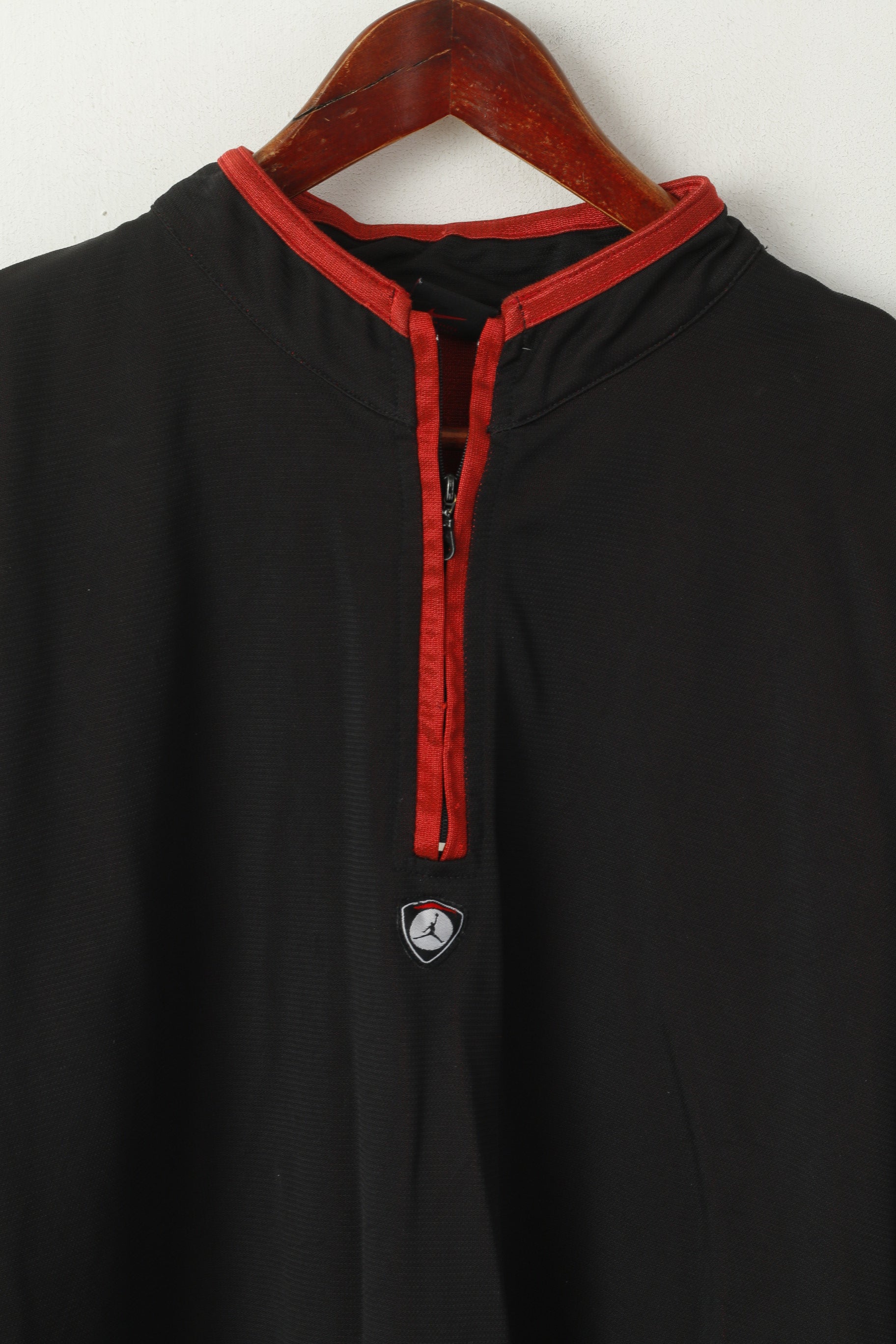 Nike Jordan Men M Sweatshirt Noir Brillant Nylon NBA Zip Neck Activewear Top