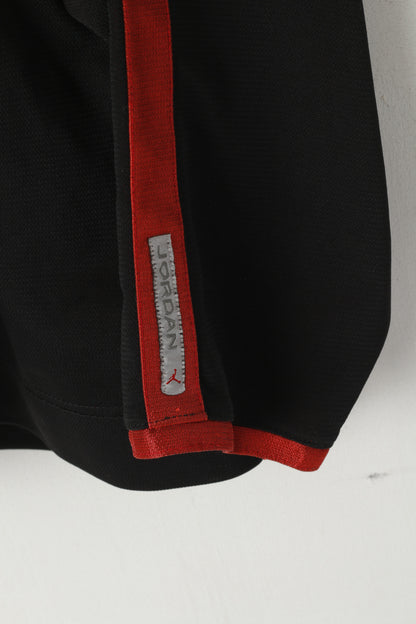 Nike Jordan Men M Sweatshirt Black Shiny Nylon NBA Zip Neck Activewear Top