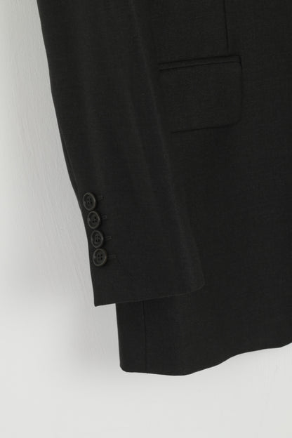PAOLONI Men 48 38 Blazer Black Wool Cerruti 110's Single Breasted Made in Italy Jacket