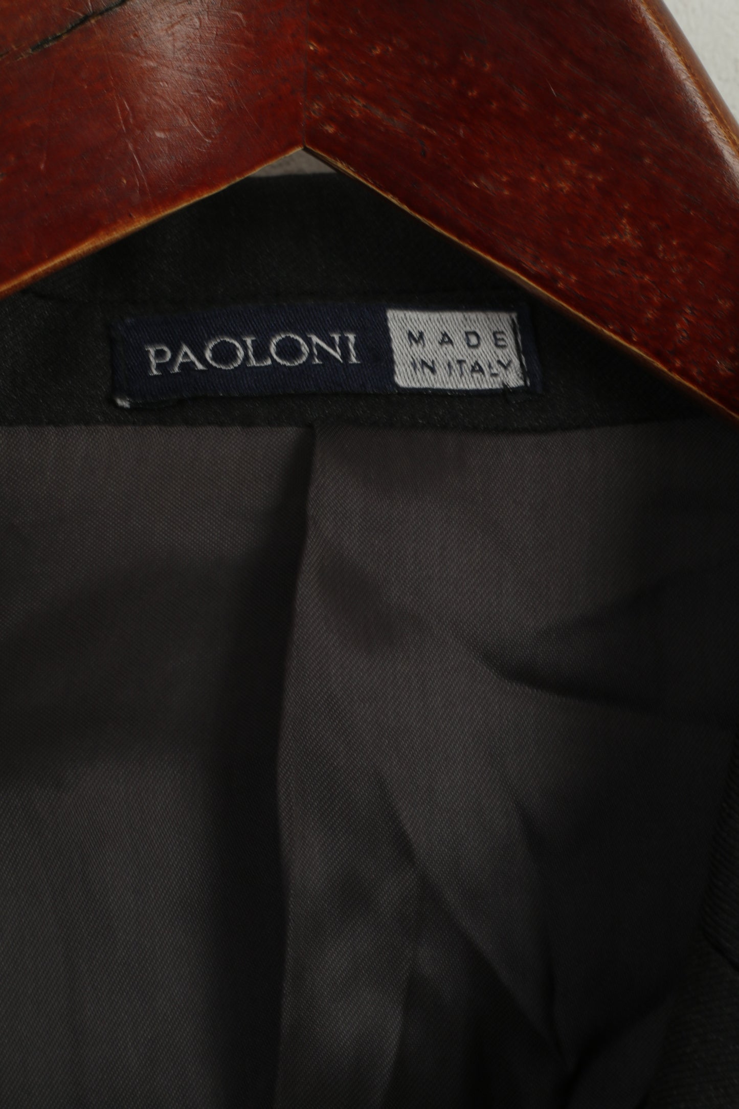 PAOLONI Homme 48 38 Blazer Laine Noire Cerruti 110's Veste Simple Boutonnage Made in Italy
